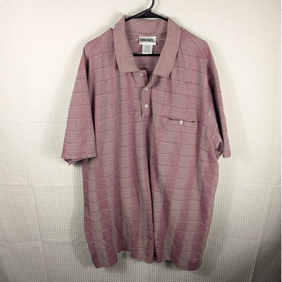 KingSize Polo Shirt 4XL Men Purple Textured Check Pattern Short Sleeve Pocket - Picture 4 of 5
